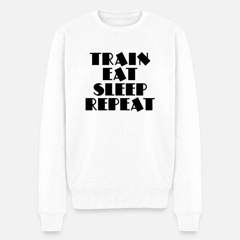 Train, eat, sleep, repeat - Pull Premium bio Homme - blanc