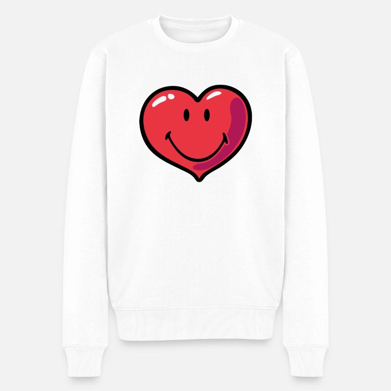 Smiley heart - Männer Premium Bio Pullover - Weiß