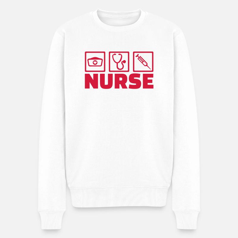 Krankenschwester - Männer Premium Bio Pullover - Weiß