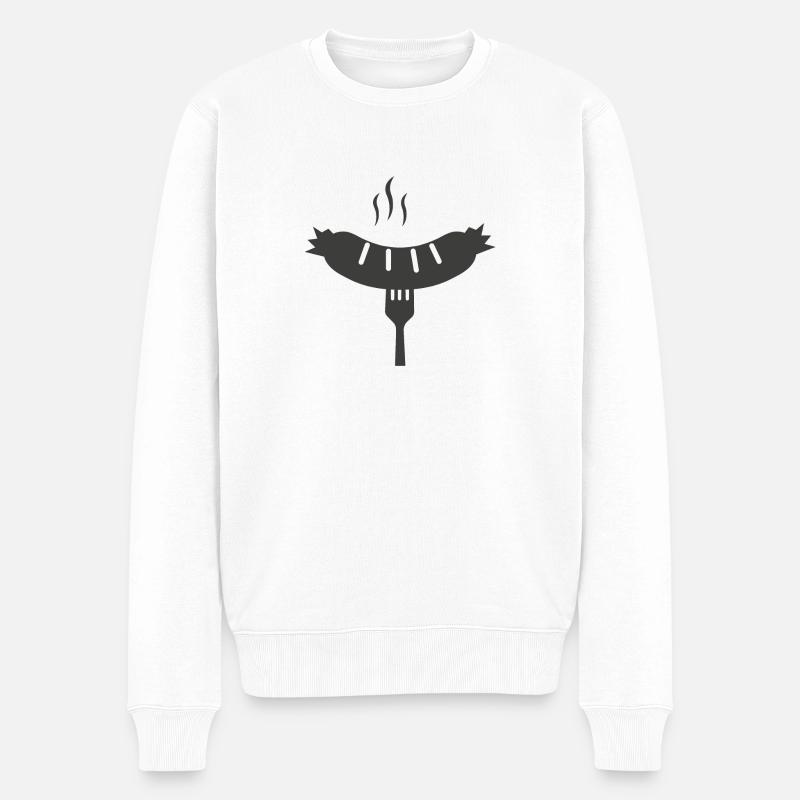 bratwurst grillen - Männer Premium Bio Pullover - Weiß