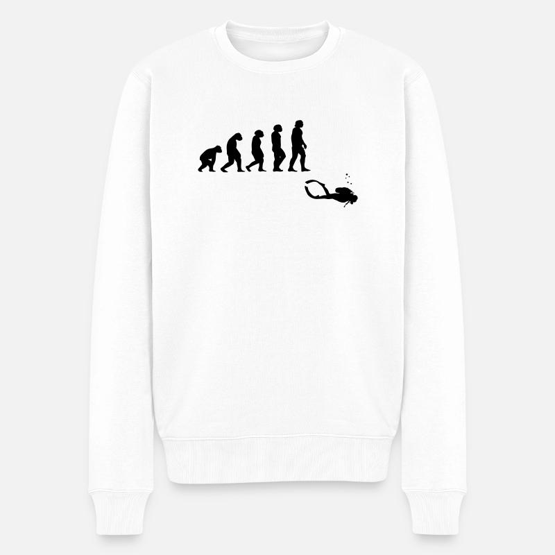 Evolution Tauchen mit Gerät - Männer Premium Bio Pullover - Weiß