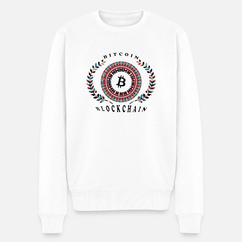 Bitcoin Blockchain - Männer Premium Bio Pullover - Weiß