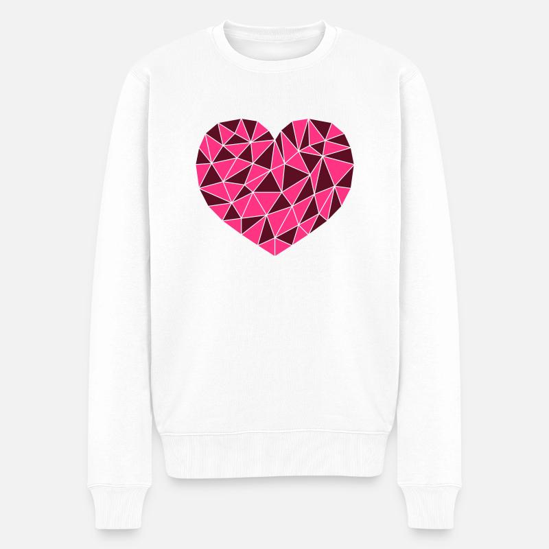 Pinkes Gitter Herz - Männer Premium Bio Pullover - Weiß