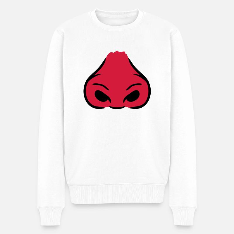 Rote große Nasenlöcher Nase - Männer Premium Bio Pullover - Weiß