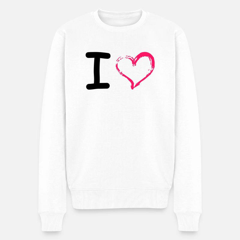 I Heart - Männer Premium Bio Pullover - Weiß