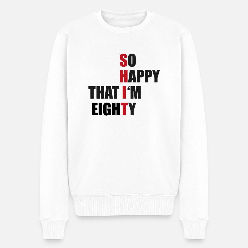 80 - Männer Premium Bio Pullover - Weiß