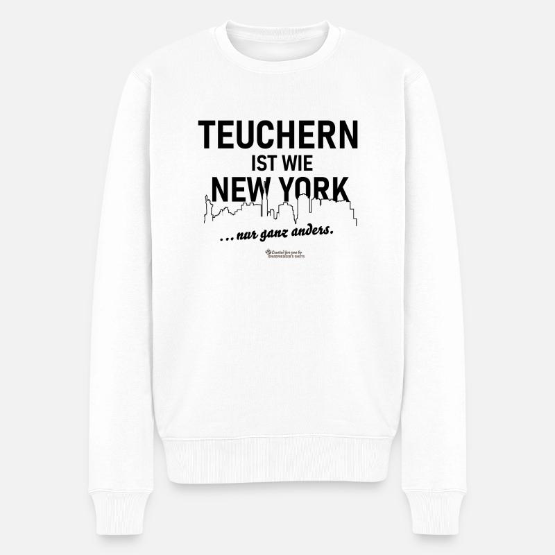 Teuchern T-Shirt Design - Männer Premium Bio Pullover - Weiß