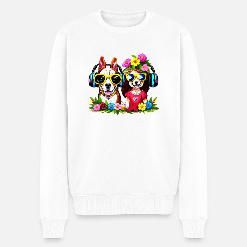 Happy Hund - Männer Premium Bio Pullover - Weiß