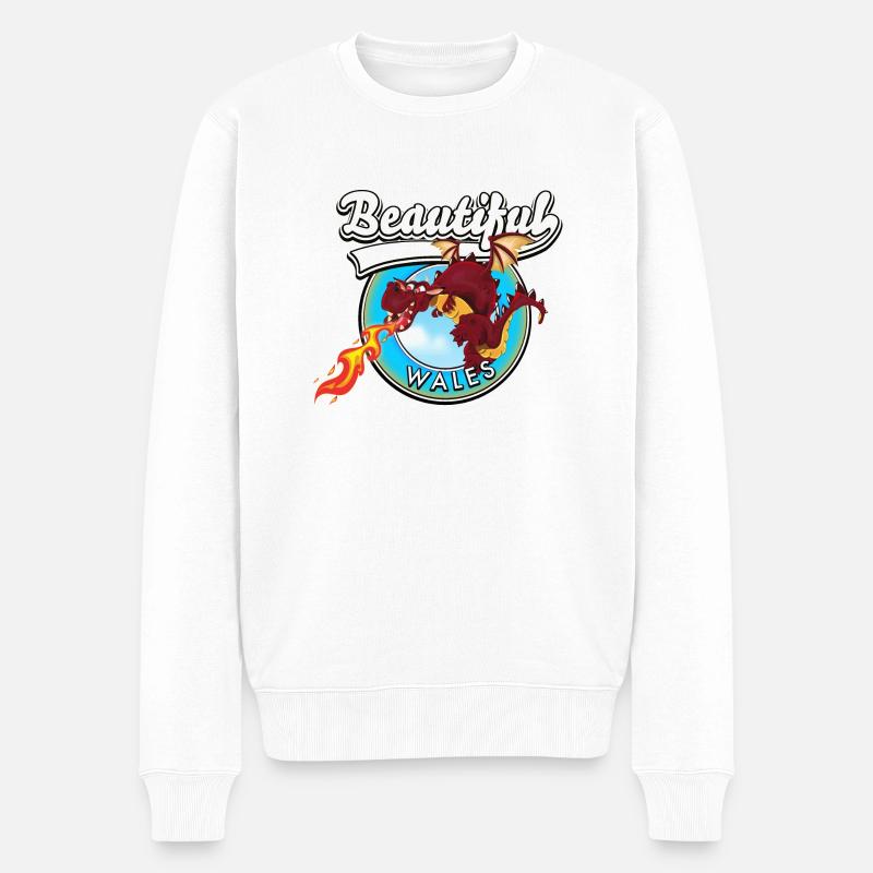 Schönes walisisches rotes Drachenlogo - Männer Premium Bio Pullover - Weiß