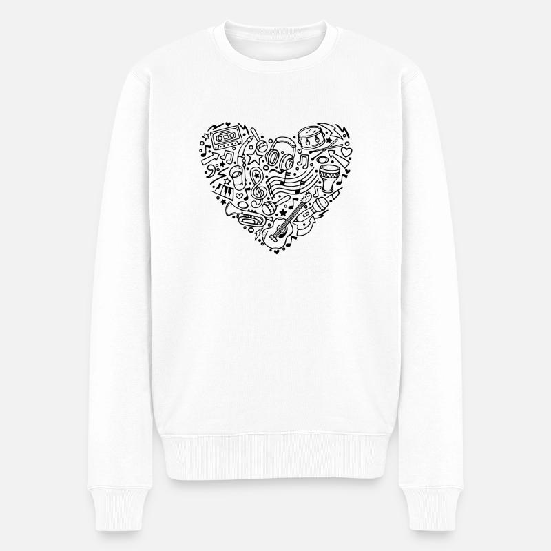 music heart - Männer Premium Bio Pullover - Weiß