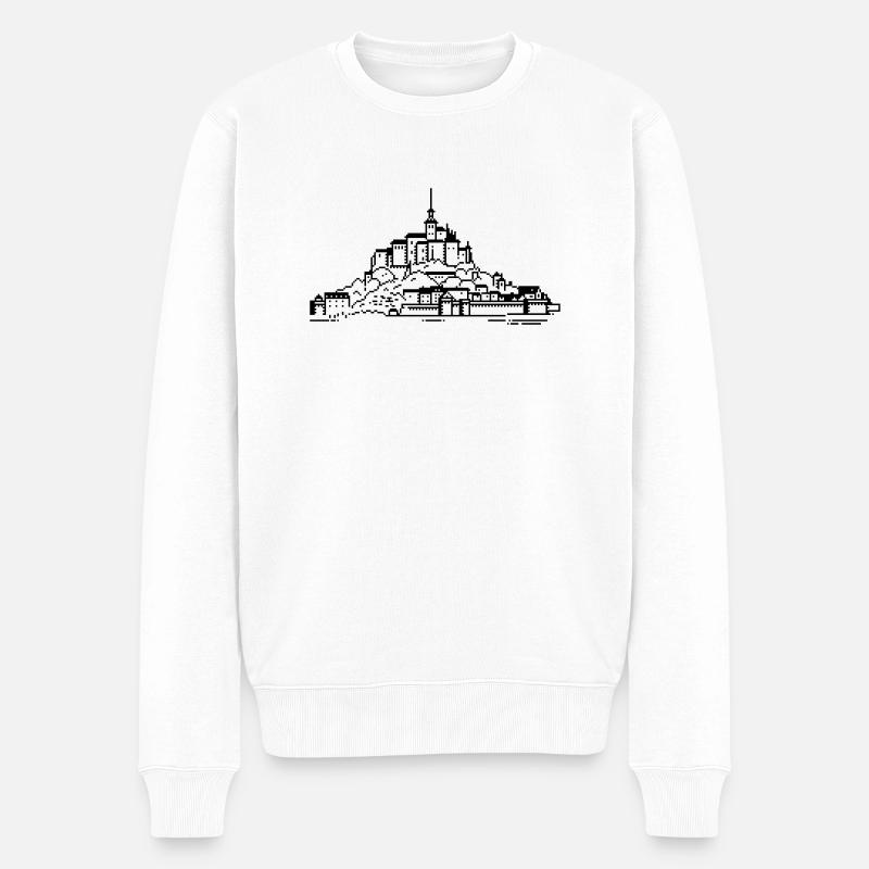 1bit Pixel Mont Saint Michel - Pull Premium bio Homme - blanc