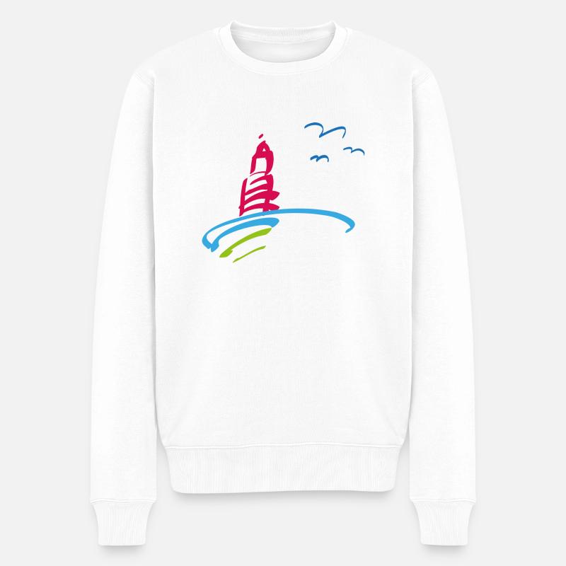 Leuchtturm Urlaub - Männer Premium Bio Pullover - Weiß