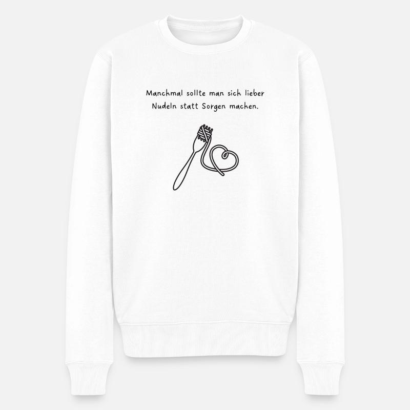 Manchmal sollte man sich lieber Nudeln... - Männer Premium Bio Pullover - Weiß
