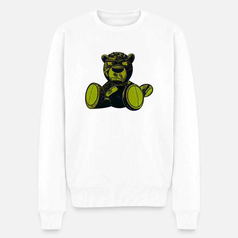 Creepy Teddy Green - Männer Premium Bio Pullover - Weiß