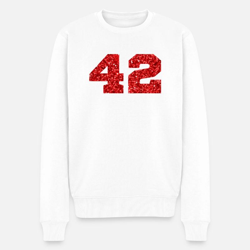 Numéro 42 paillettes rouge - 42e anniversaire - Pull Premium bio Homme - blanc