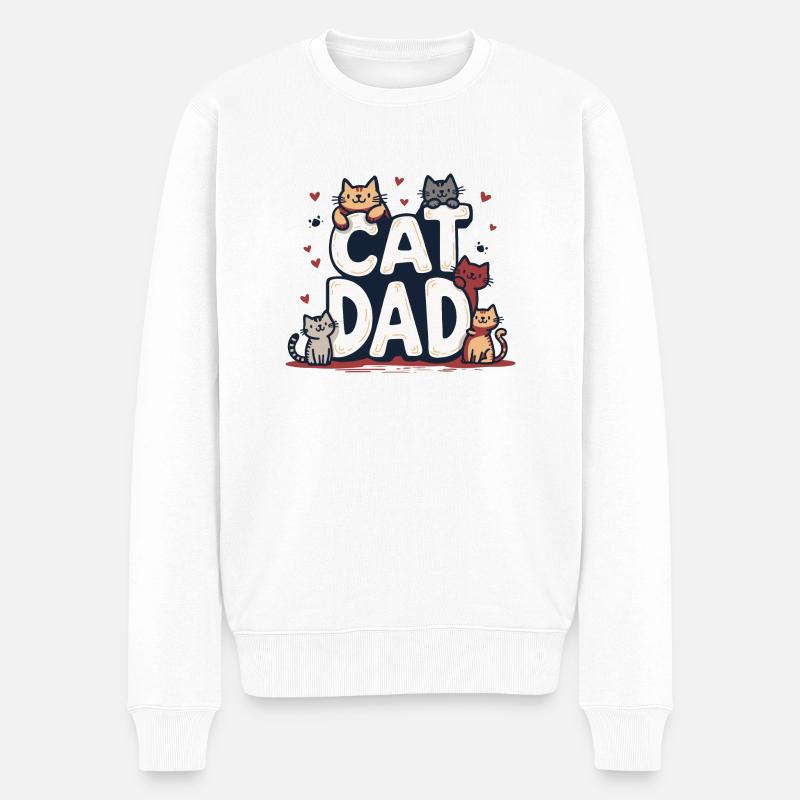 KATZ-VATER - Männer Premium Bio Pullover - Weiß