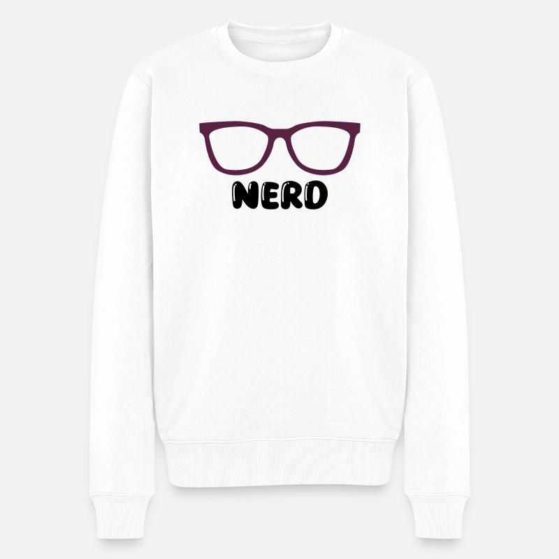 brille nerd - Männer Premium Bio Pullover - Weiß