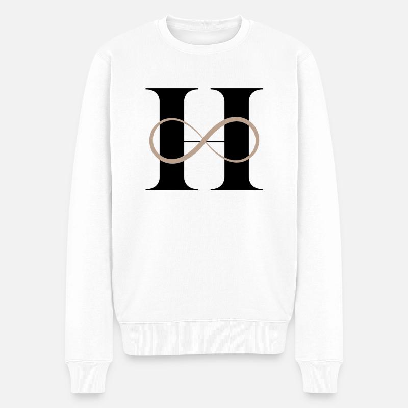 Unendlicher Buchstabe h - Männer Premium Bio Pullover - Weiß