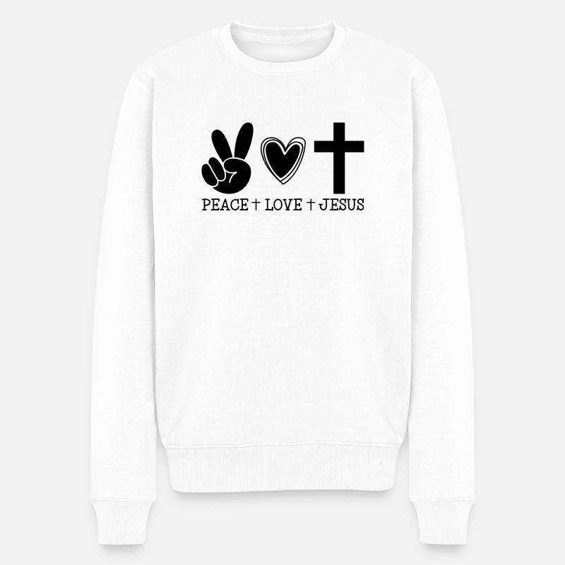 La paix, l’amour et Jésus - Pull Premium bio Homme - blanc