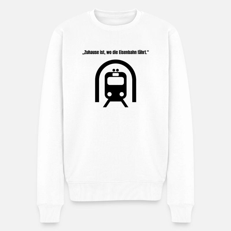 „Schienenliebe“ - Männer Premium Bio Pullover - Weiß
