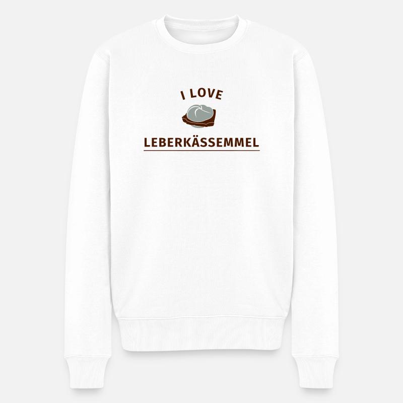 I love Leberkässemmel - Männer Premium Bio Pullover - Weiß