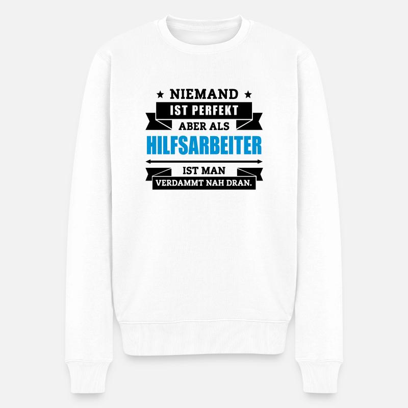 Funshirt Hilfsarbeiter - Männer Premium Bio Pullover - Weiß