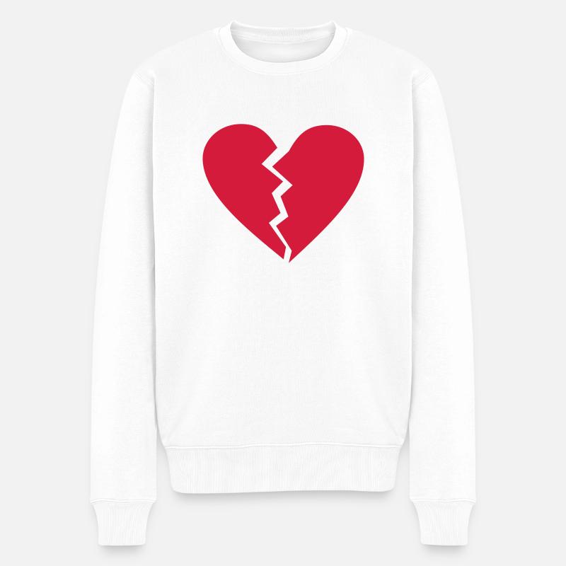 Gebrochenes Herz - Männer Premium Bio Pullover - Weiß