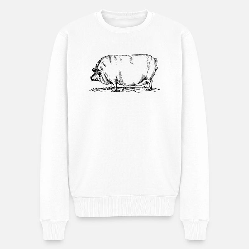 Sau - Männer Premium Bio Pullover - Weiß