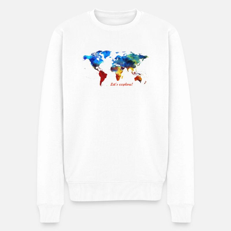 Lets explore! Weltkarte - Männer Premium Bio Pullover - Weiß