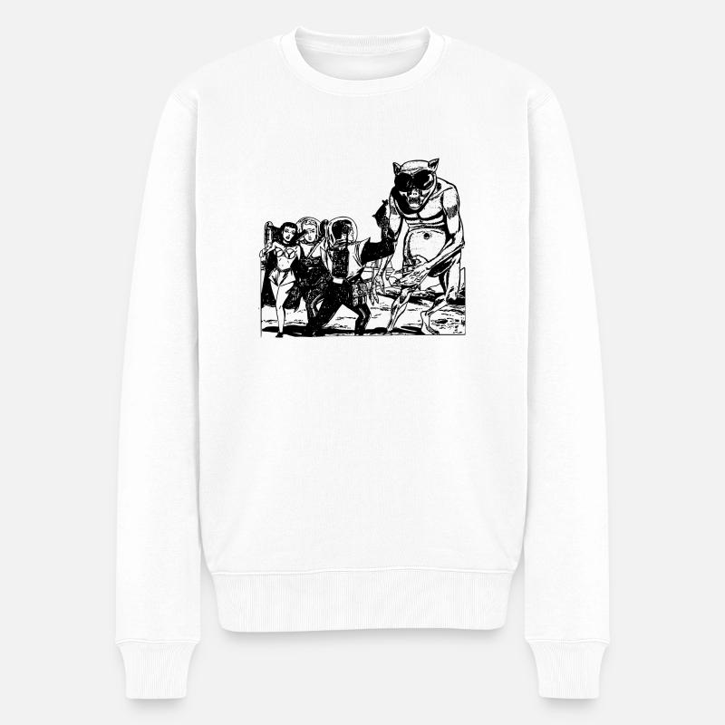Altes Retrozukunft Alien Monster Design - Männer Premium Bio Pullover - Weiß