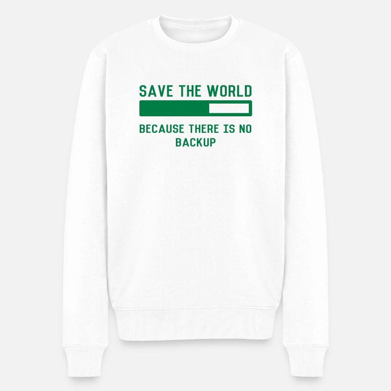 Save the world - Männer Premium Bio Pullover - Weiß