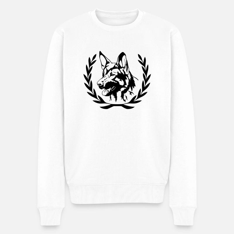 Schäferhund - Männer Premium Bio Pullover - Weiß