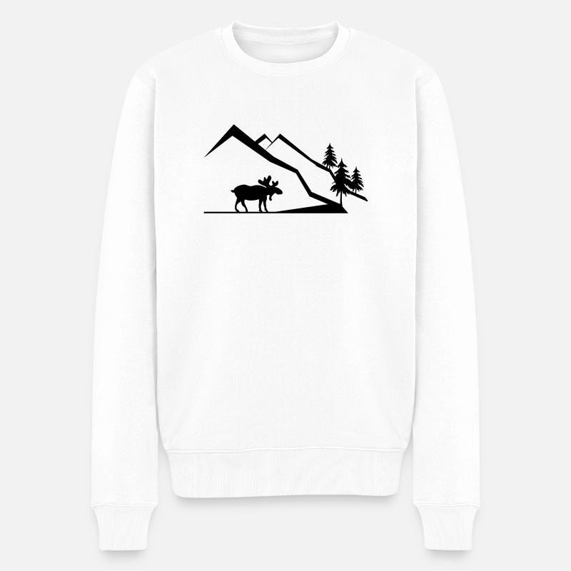 Berge - Männer Premium Bio Pullover - Weiß