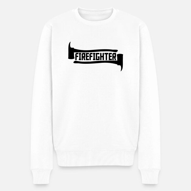 Firefighter Axt Logo - Männer Premium Bio Pullover - Weiß