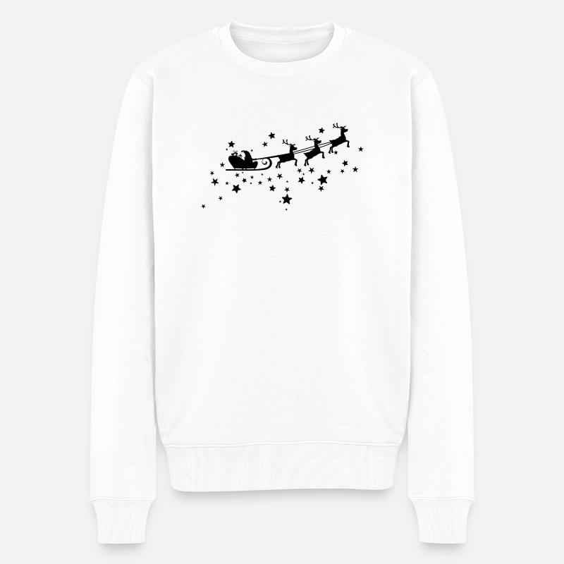 Christkind mit Schlitten am Sternenhimmel - Männer Premium Bio Pullover - Weiß