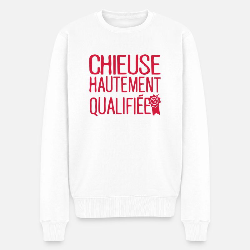chieuse hautement qualifiee citation - Pull Premium bio Homme - blanc