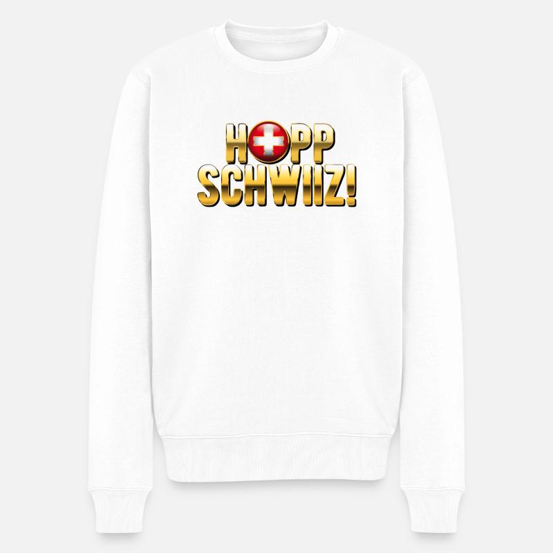 Hopp Schwiiz - Männer Premium Bio Pullover - Weiß