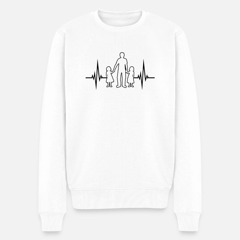 Herzschlag 2 Töchter - Männer Premium Bio Pullover - Weiß
