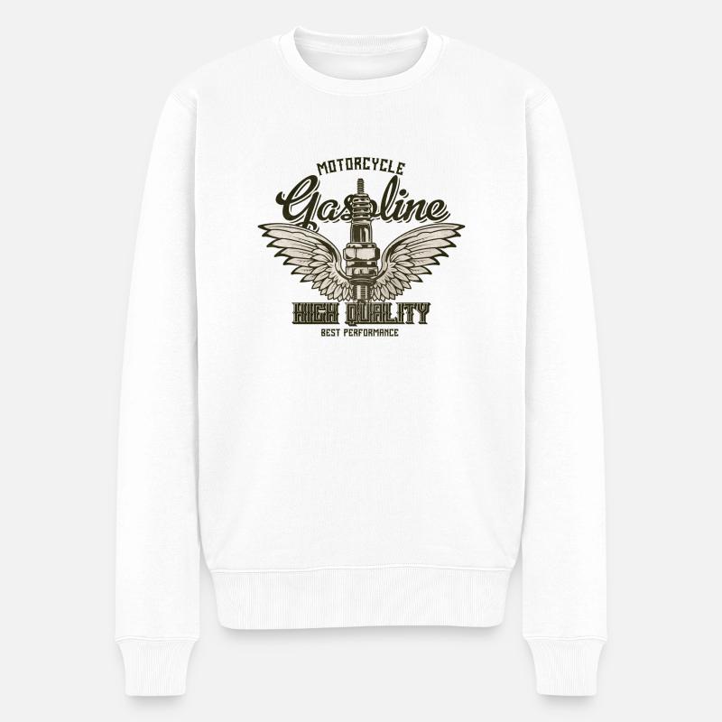 motorcycle gasoline - Männer Premium Bio Pullover - Weiß