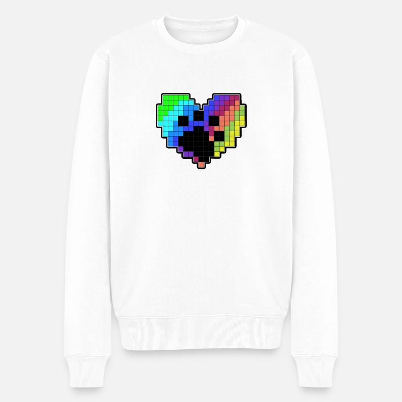 Pixel Herz mit einer Pfote - Männer Premium Bio Pullover - Weiß