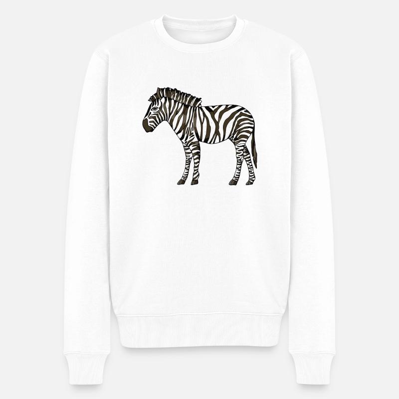 Zebra - Männer Premium Bio Pullover - Weiß