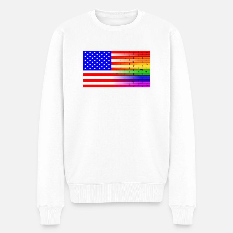Mur arc-en-ciel gay drapeau américain - Pull Premium bio Homme - blanc