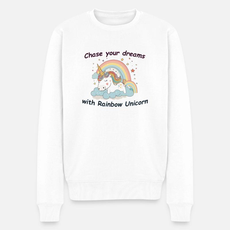 Traum vom Einhorn - Männer Premium Bio Pullover - Weiß