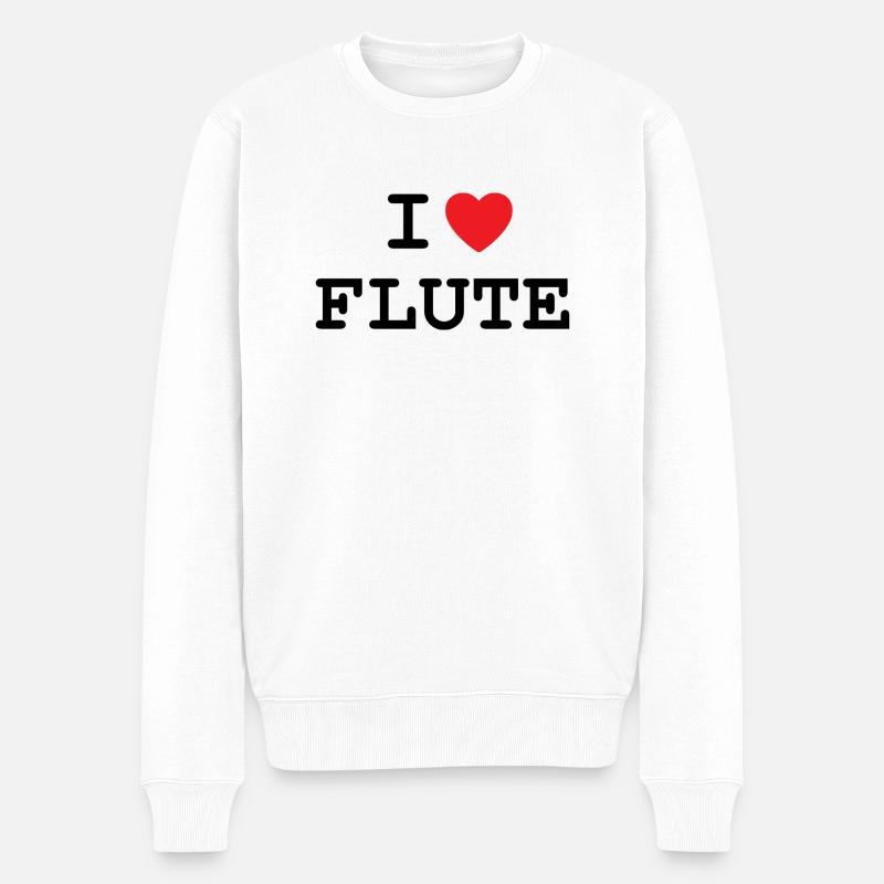 J’aime la flûte / flûtes - Pull Premium bio Homme - blanc