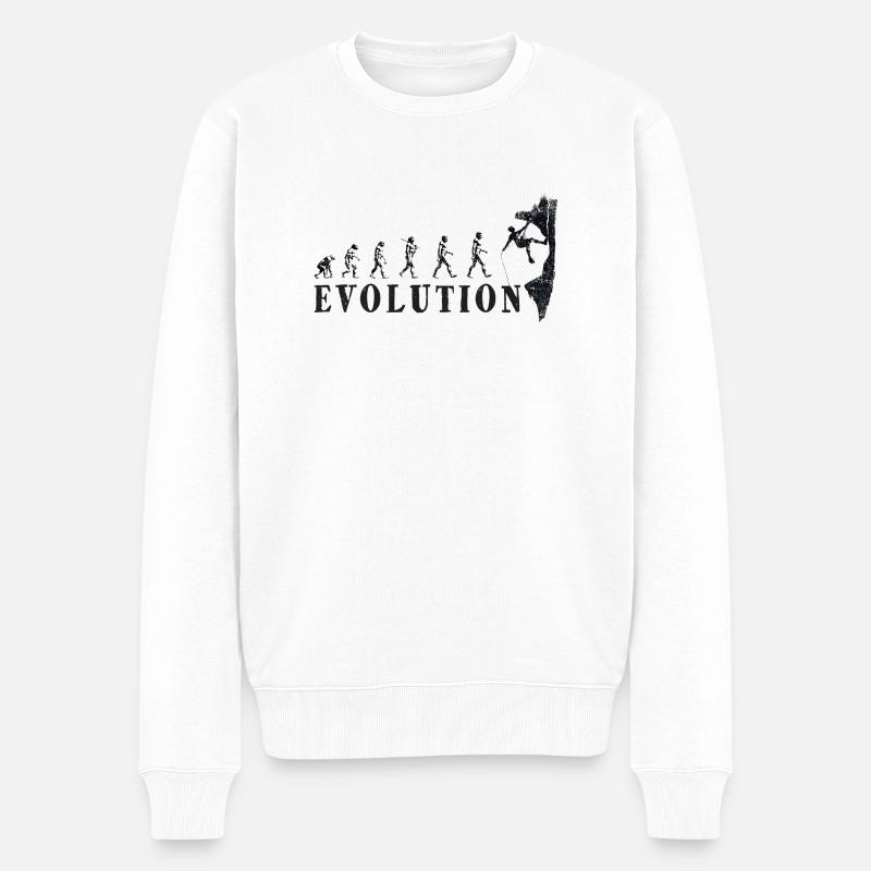 Evolution Klettern - Männer Premium Bio Pullover - Weiß