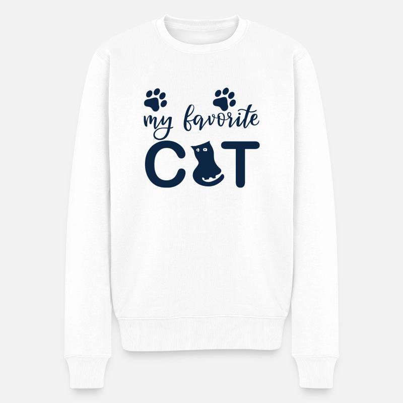 cat favorite - Männer Premium Bio Pullover - Weiß