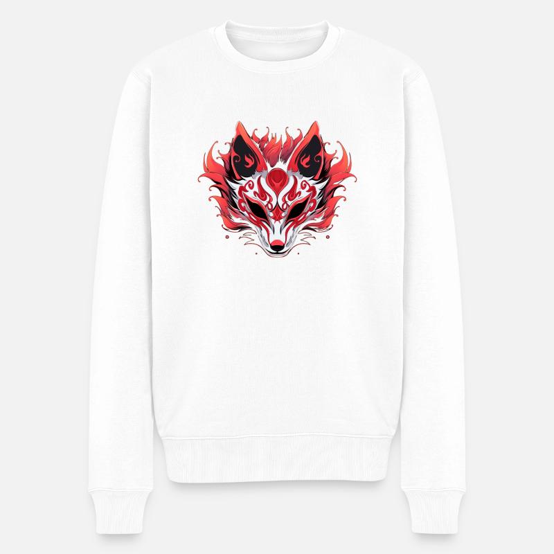 Kitsune - Männer Premium Bio Pullover - Weiß