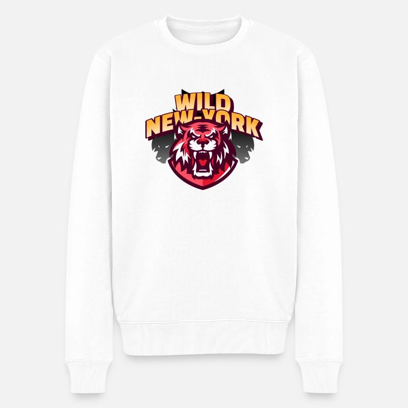 Wild New York Tiger - Pull Premium bio Homme - blanc