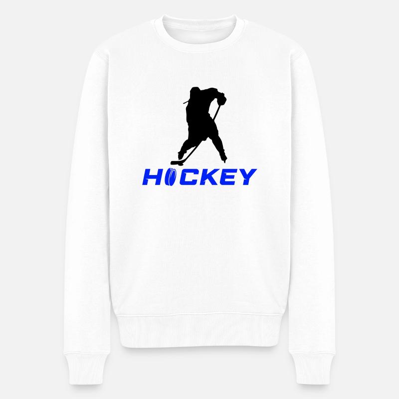 eishockey spieler - Männer Premium Bio Pullover - Weiß