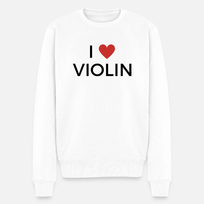 I love Violin - Ich liebe Violine - Männer Premium Bio Pullover - Weiß